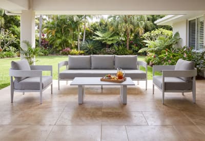 CONJOLA 4 Piece Outdoor Lounge Setting with 3 Seat Sofa