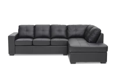DIAMOND Leather-Look Corner Right-Hand Facing Chaise with Sofa Bed