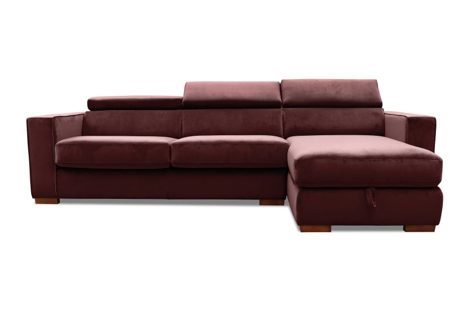 ANGUS VELVET RHF 3 Seater Chs with Sof/Bed (Fab) (2Ctn)
