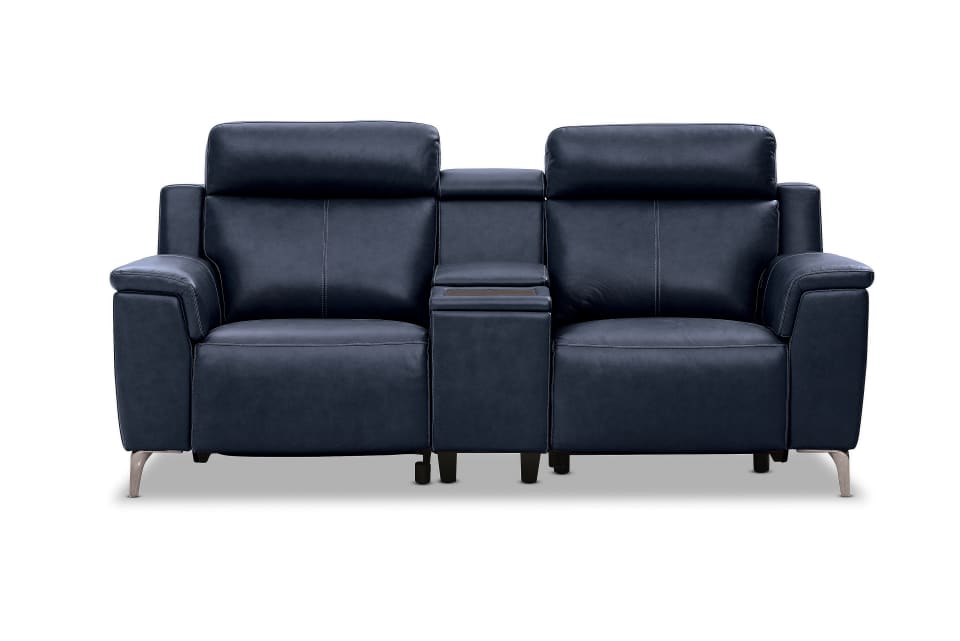 ARISTOTLE Leather 2 Seater Sofa with Console and 2 Inbuilt Electric Recliners