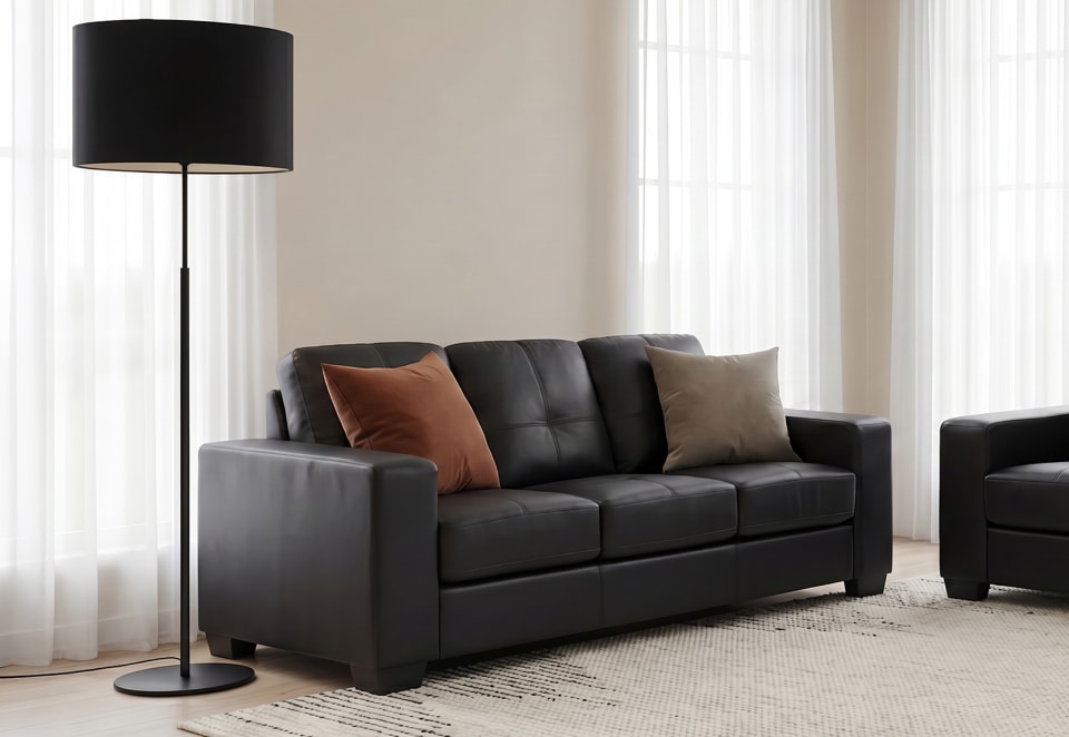 DIAMOND Leather-Look 3 Seater Sofa