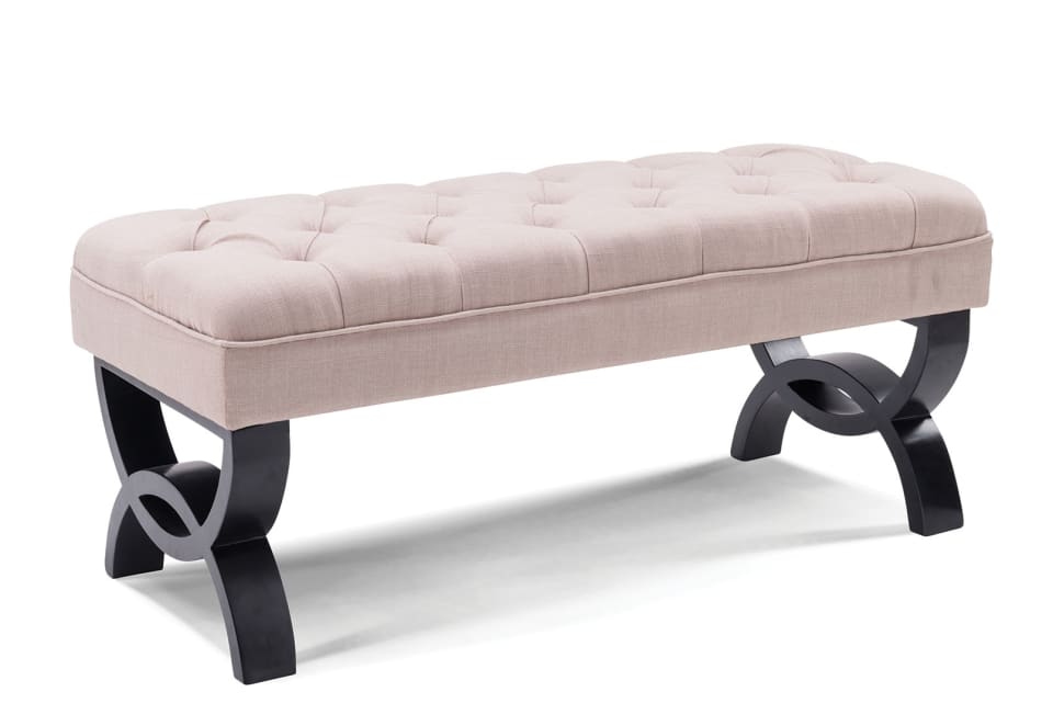 CRESCENTA Beige Upholstered Bench