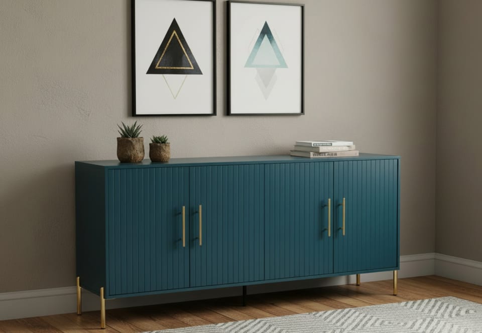 DELGADO Teal 4 Door Buffet