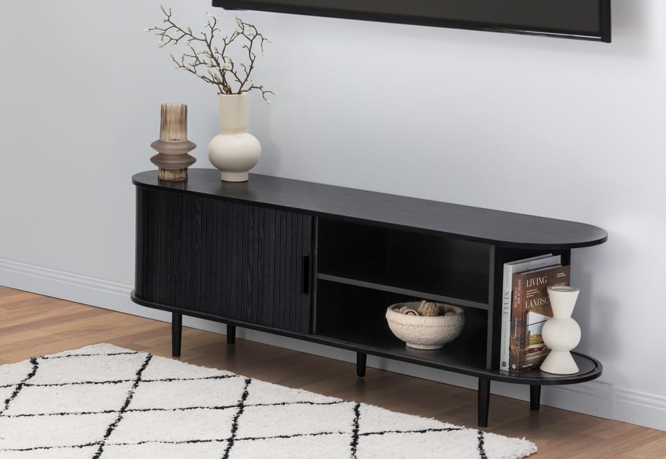 TANNER 2 Door Black Entertainment Unit