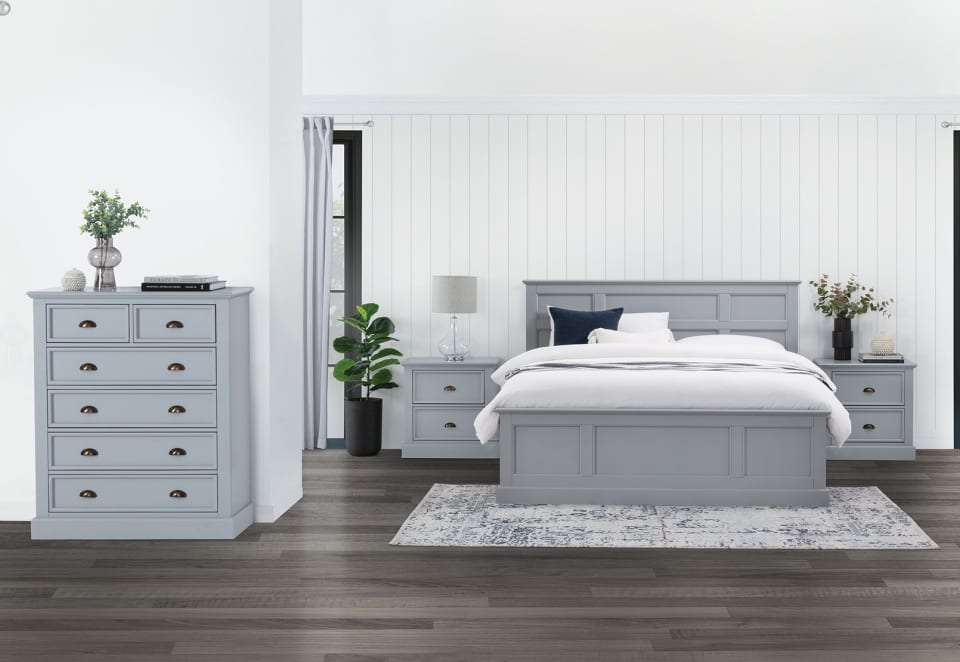 CHRYSTELLE 4 Piece King Tall Chest Bedroom Suite.
