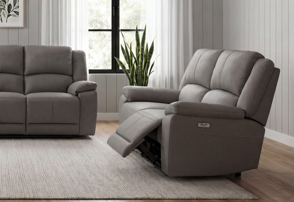 RODDICK FABRIC 2 Seater with Electric Recliners