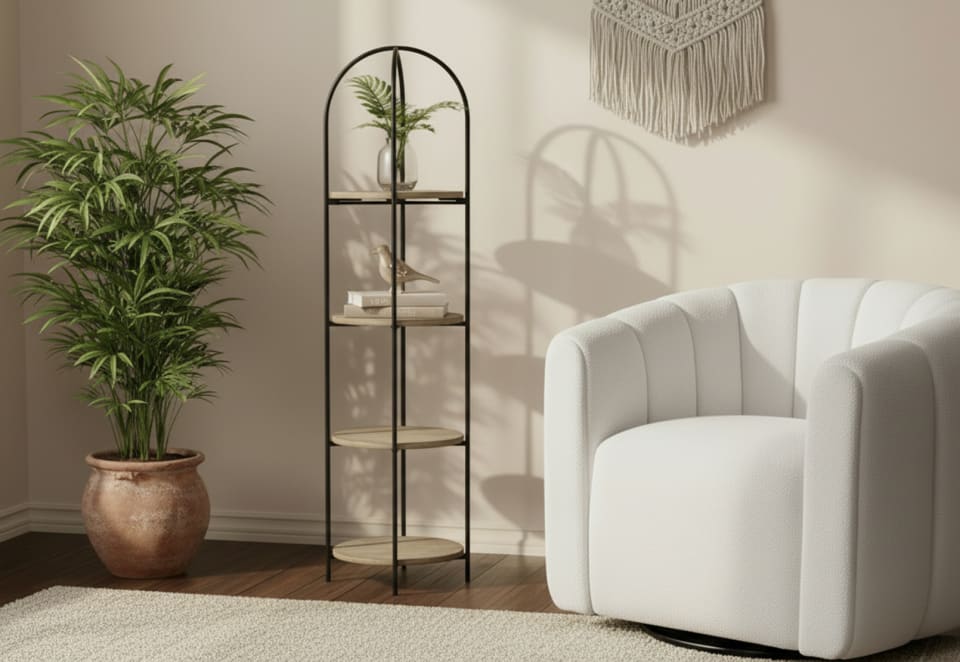 ADMIRABLE 4 Tier Round Bookcase