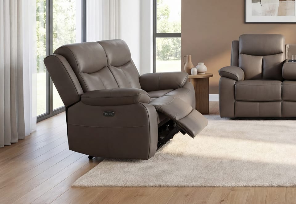 DACIA LEATHER 2 Seater Sofa with inbuilt Electric Recliners