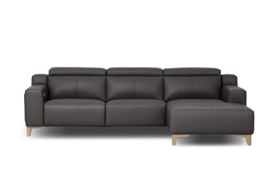 GAGE LEATHER 3S with Inbuilt Electric Recliner and RHF Chaise
