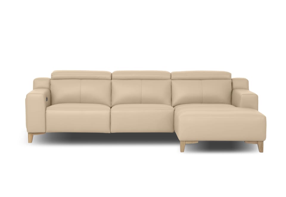 GAGE LEATHER 3S with Inbuilt Electric Recliner and RHF Chaise