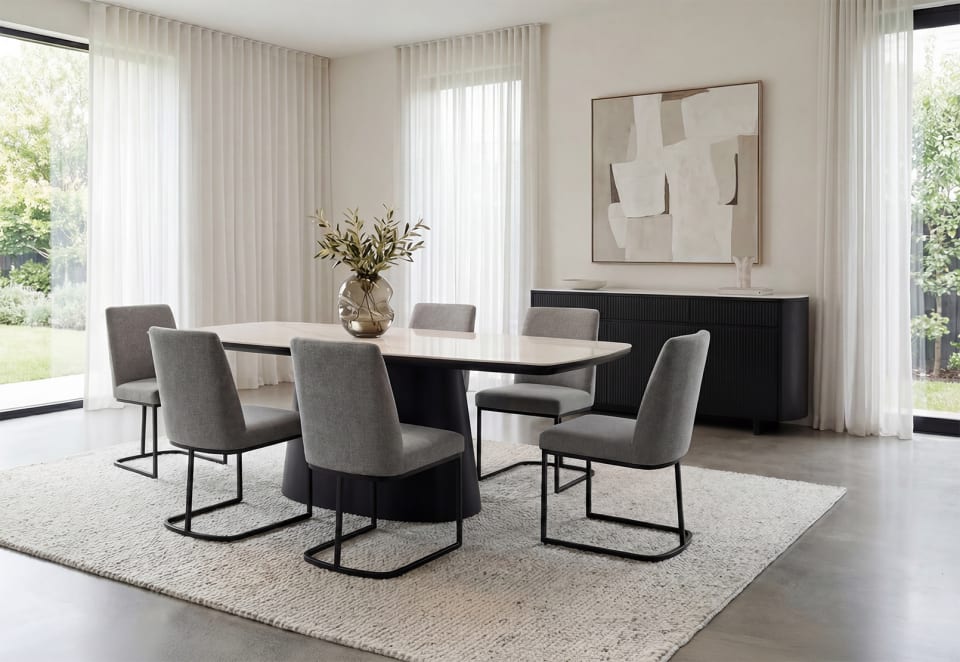 DORVAL 7 Piece Dining Suite with Nevis Dining Chairs