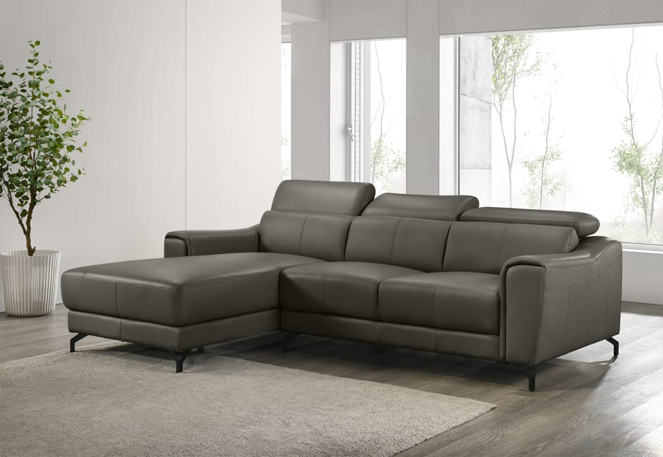 PELOSI LEATHER 3 Seater LHF Chaise