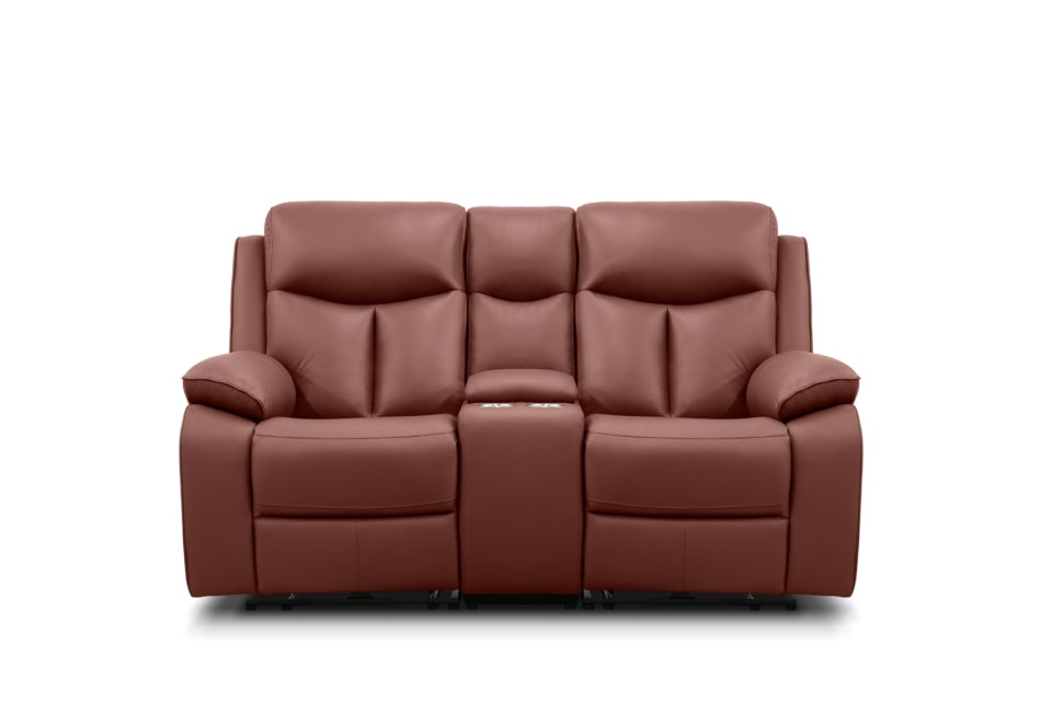 DACIA LEATHER 2 Seater Sofa with Inbuilt Electric Recliners and Console