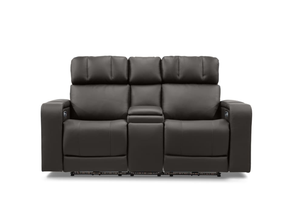 LAS VEGAS LEATHER Media 2 Seater Electric Recliner with Console