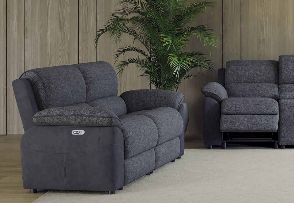 BRIXTON FABRIC 3 Seater Sofa Electric Recliner