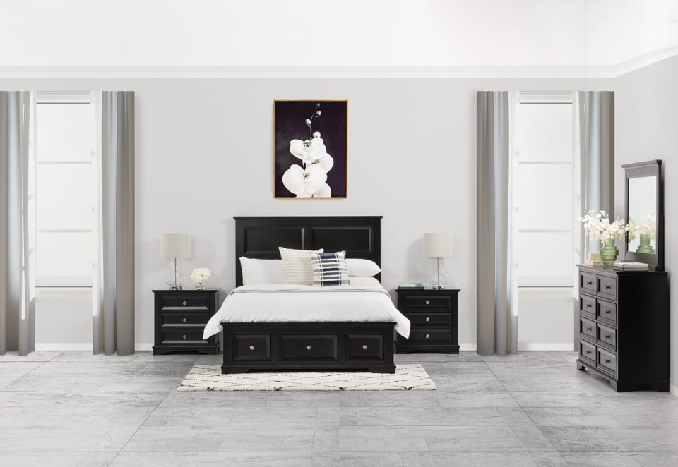 CHANELLE 4 Piece Double Dresser Bedroom Suite