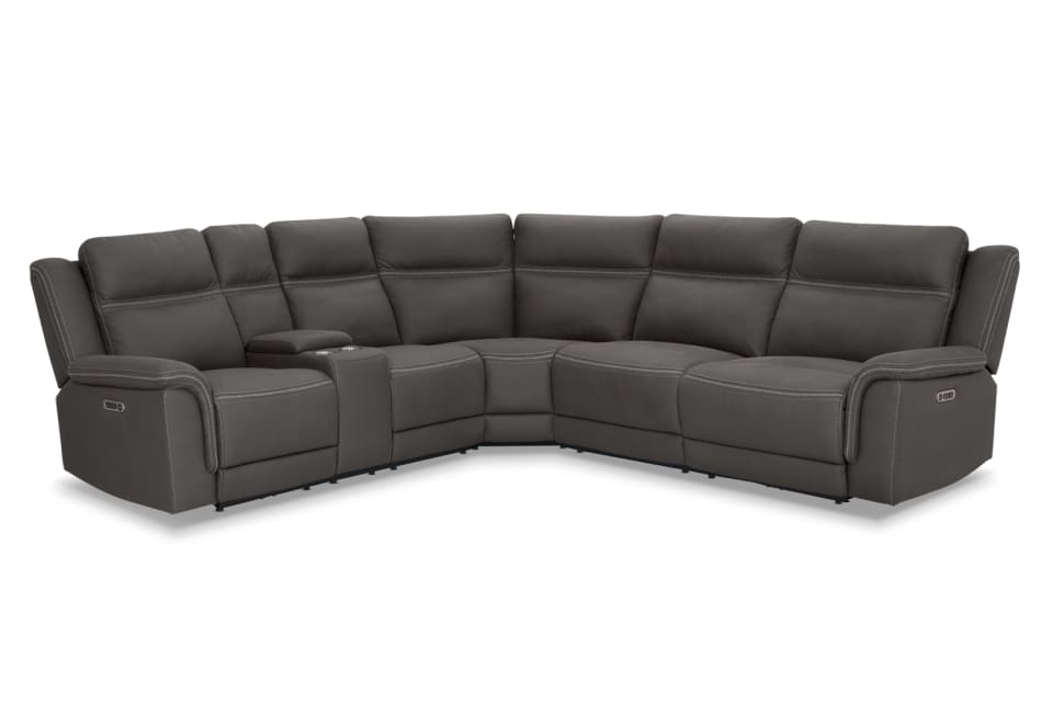 WOLFGANG FABRIC Corner Lounge with Electric Recliners and Console