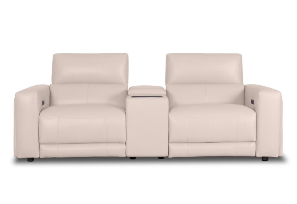 CHICAGO LEATHER 2 Seater Electric Recliner with 1 Console