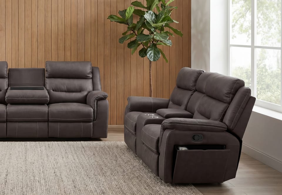 BANBURY FABRIC 2 Seater Manual Recliner with Console