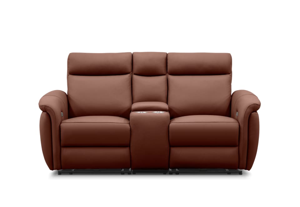 CASAMORE LEATHER 2 Seater Electric Recliners and Console