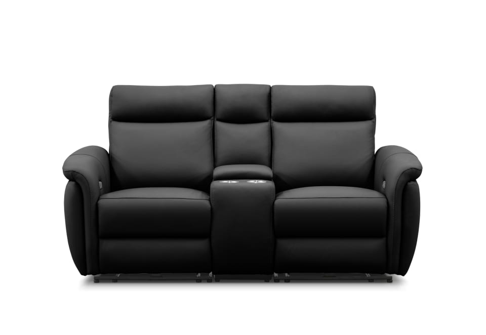 CASAMORE LEATHER 2 Seater Electric Recliners and Console