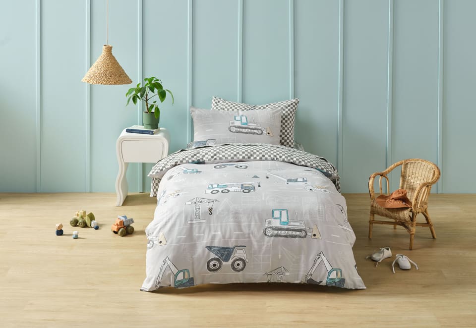 CONSTRUCTION DAY Single Bed Quilt Cover Set