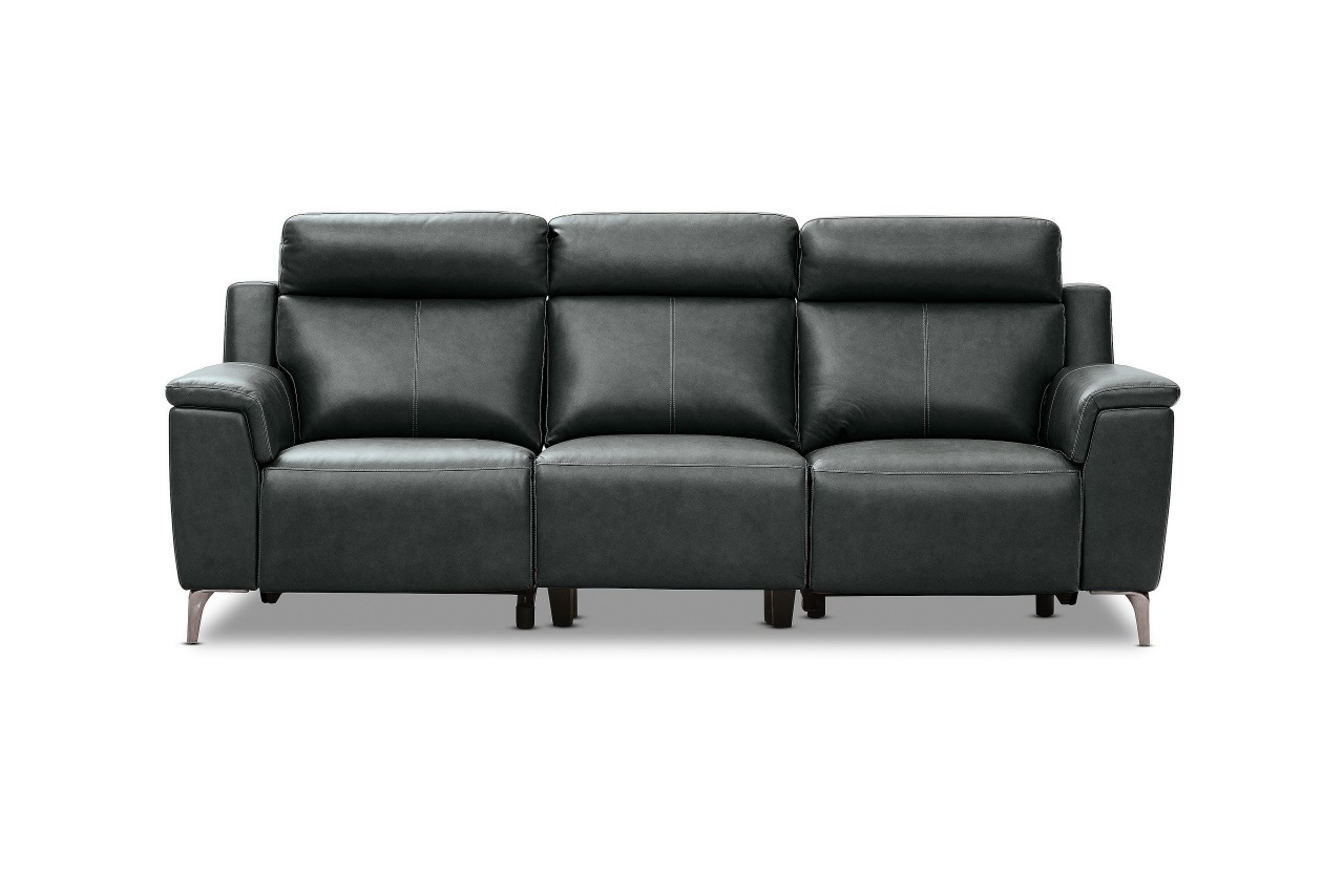 ARISTOTLE Leather 3 Seater Sofa with 2 Inbuilt Electric Recliners – image 1 of 3