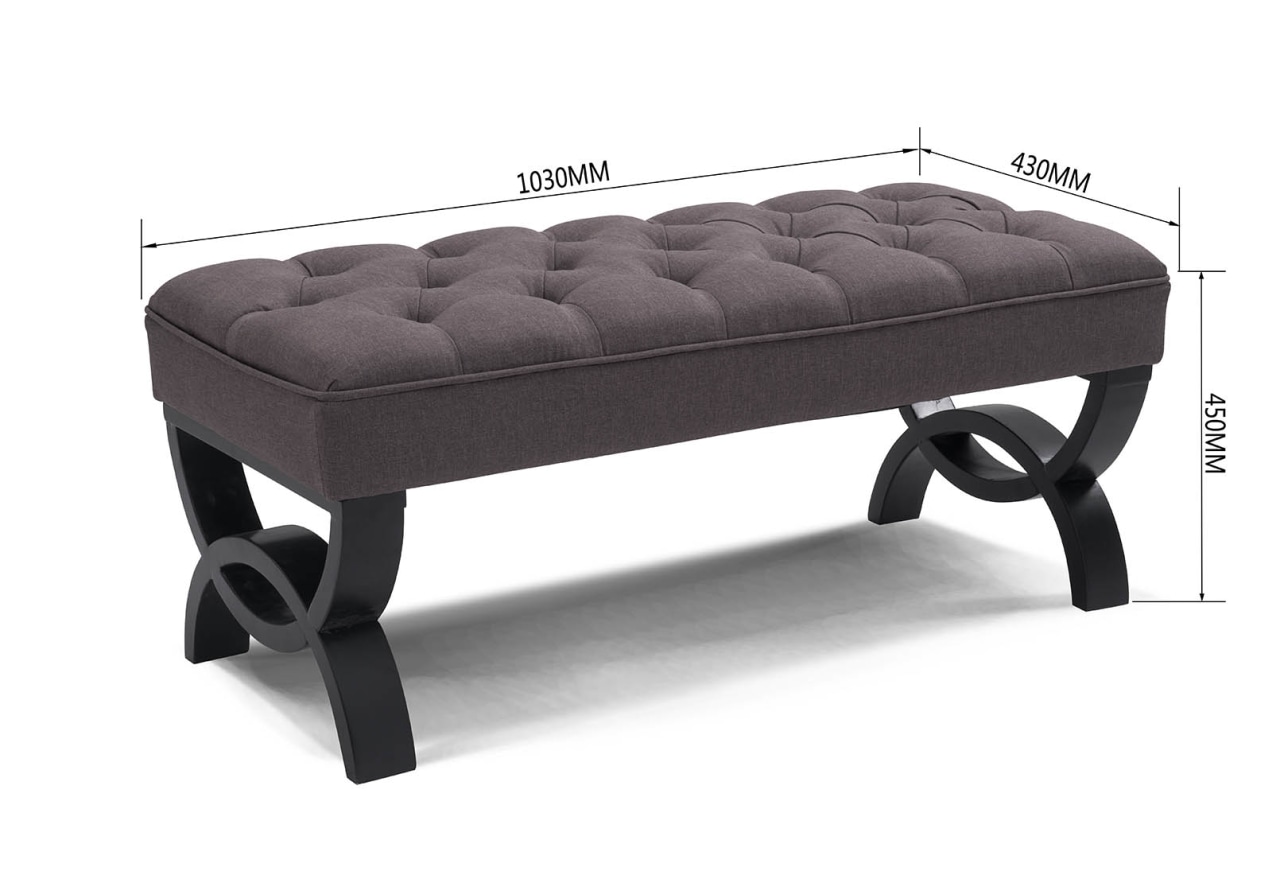 CRESCENTA Dk Grey Upholstered Bench – image 3 of 5