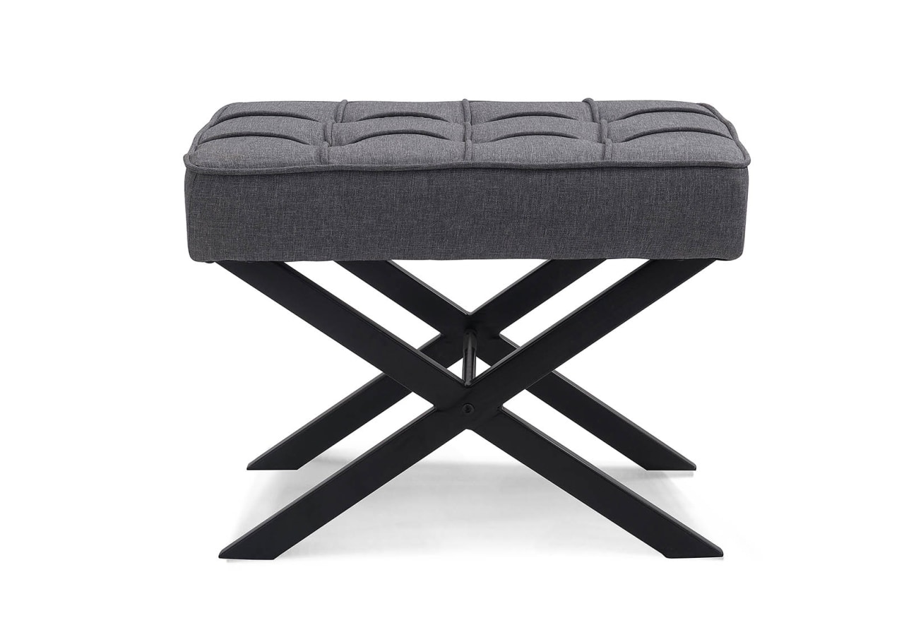 GILES Grey Upholstered Stool – image 1 of 7
