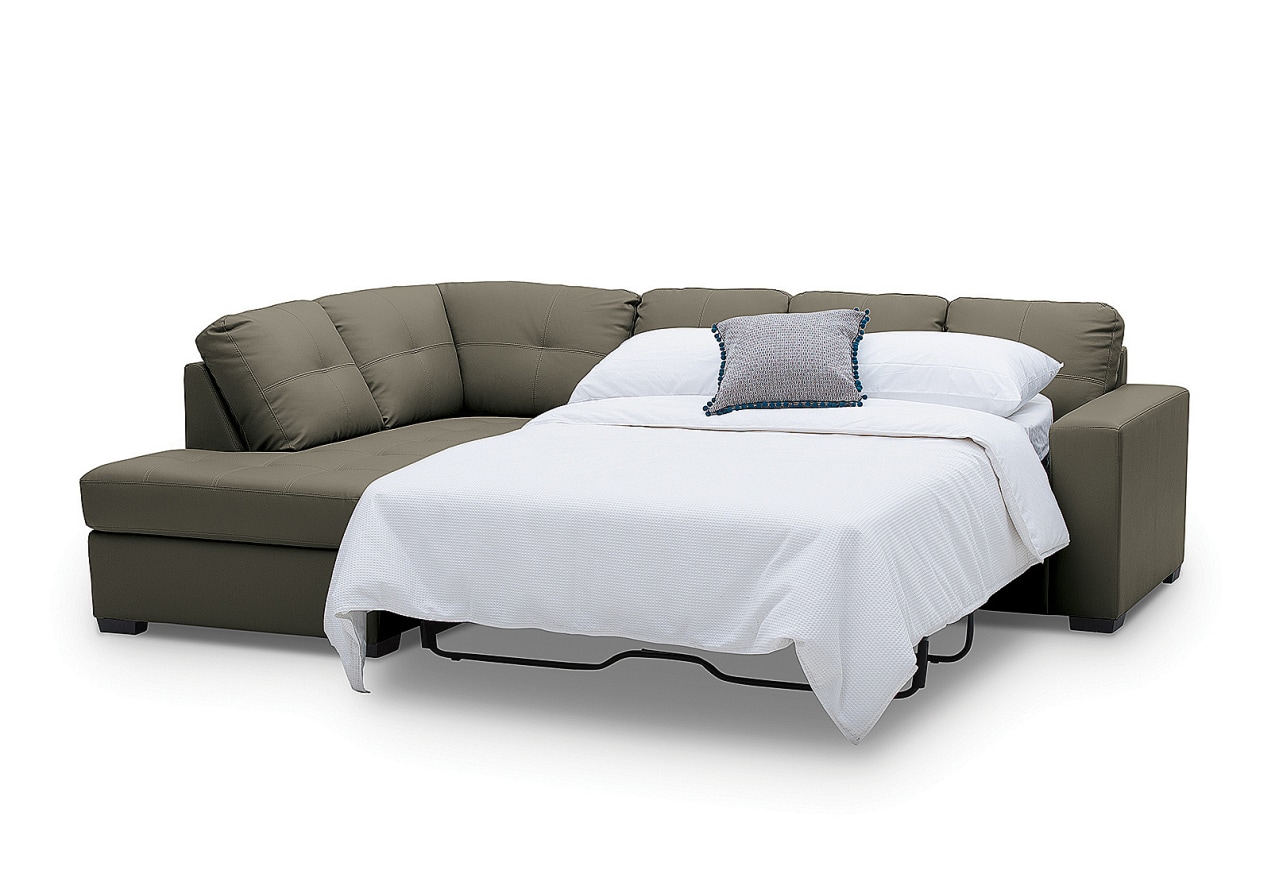 DIAMOND Leather-Look Left-Hand Facing Corner Chaise with Sofa Bed – image 4 of 5