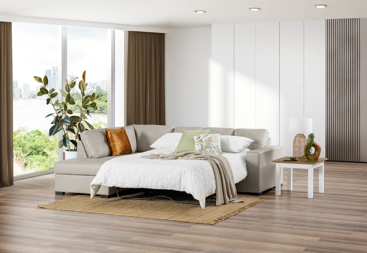 DIAMOND Leather-Look Left-Hand Facing Corner Chaise with Sofa Bed – image 5 of 5