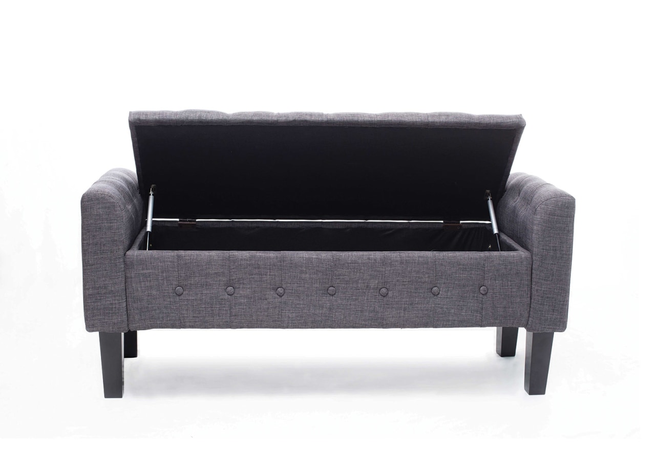 REIGN Grey Upholstered Storage Bench – image 3 of 5