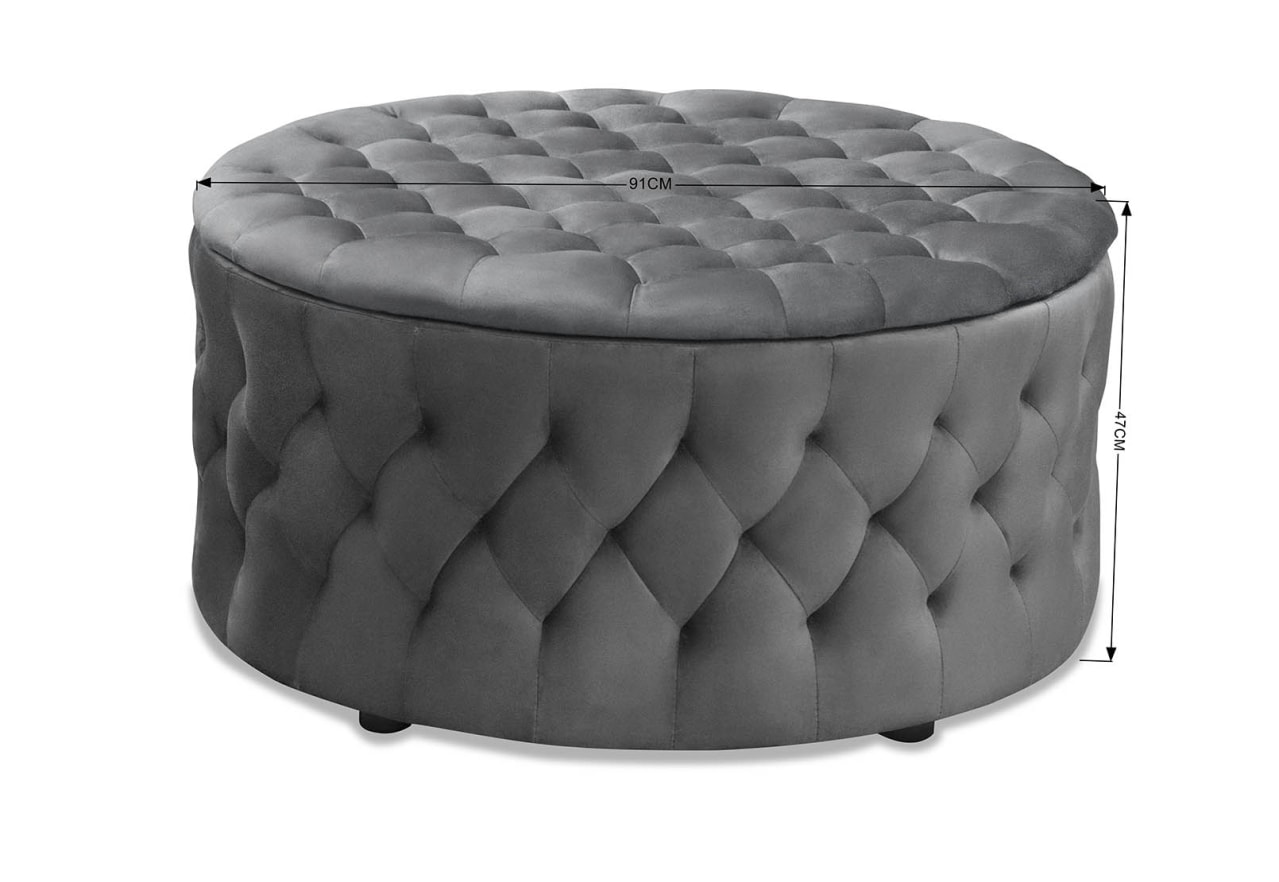 THORNBURY Grey 900 Round Ottoman – image 6 of 7