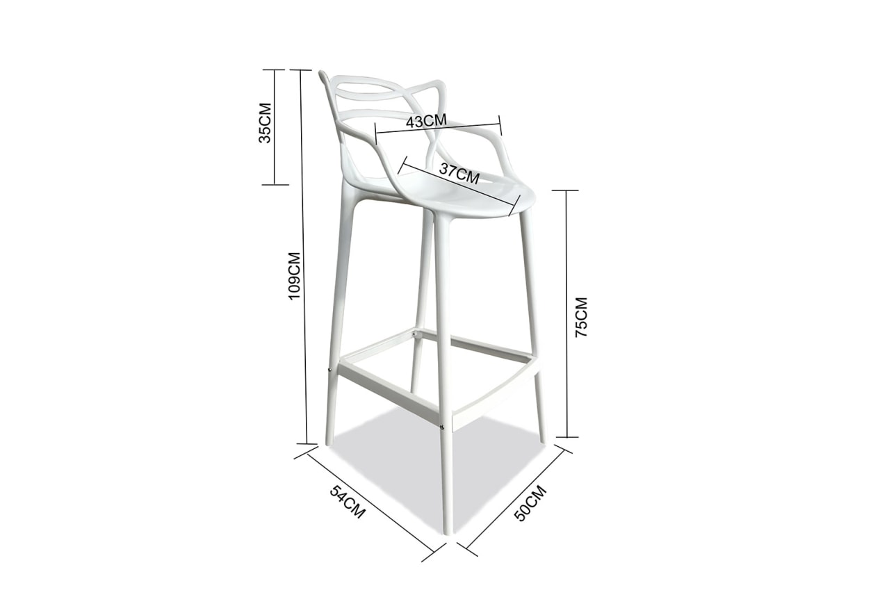HERRERA White Replica Philippe Masters Bar Stool – image 6 of 6