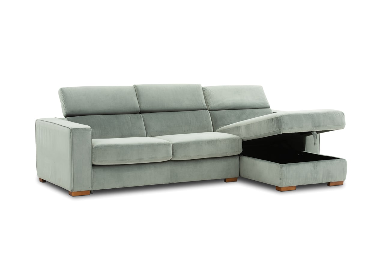 ANGUS VELVET RHF 3 Seater Chs with Sof/Bed (Fab) (2Ctn) – image 6 of 11