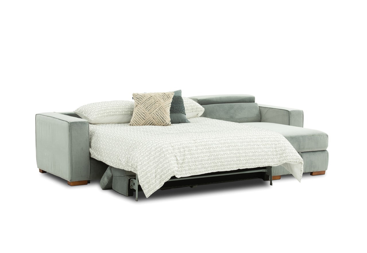 ANGUS VELVET RHF 3 Seater Chs with Sof/Bed (Fab) (2Ctn) – image 9 of 11