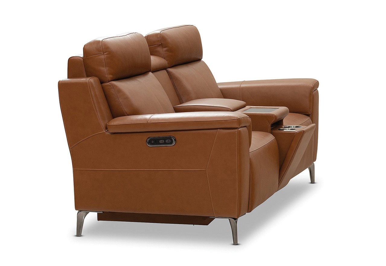 ARISTOTLE Leather 2 Seater Sofa with Console and 2 Inbuilt Electric Recliners – image 22 of 24