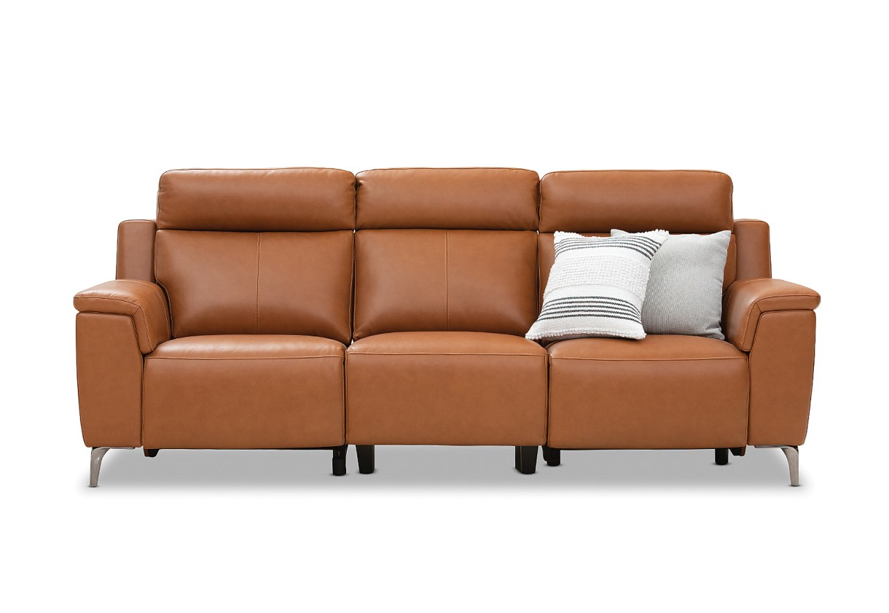 ARISTOTLE Leather 3 Seater Sofa with 2 Inbuilt Electric Recliners – image 3 of 19