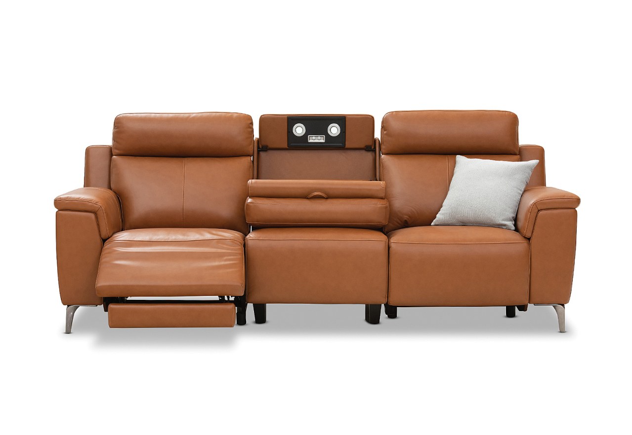 ARISTOTLE Leather 3 Seater Sofa with 2 Inbuilt Electric Recliners – image 5 of 19