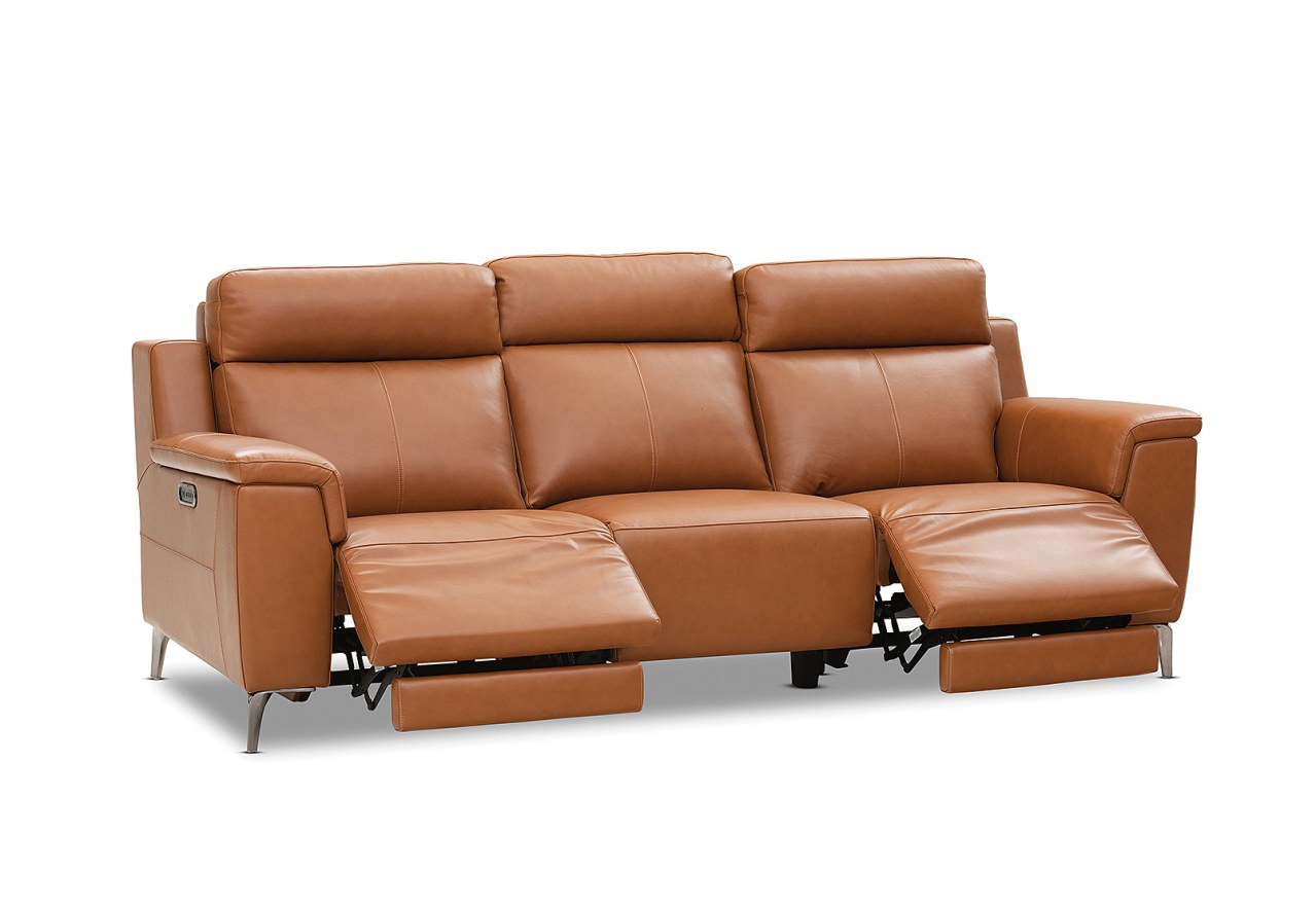 ARISTOTLE Leather 3 Seater Sofa with 2 Inbuilt Electric Recliners – image 8 of 19