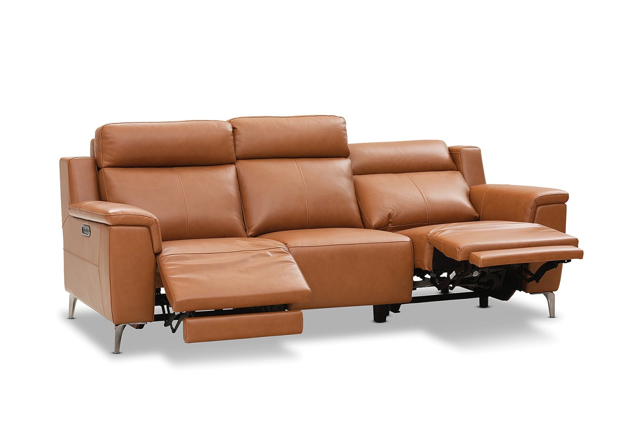 ARISTOTLE Leather 3 Seater Sofa with 2 Inbuilt Electric Recliners – image 10 of 19