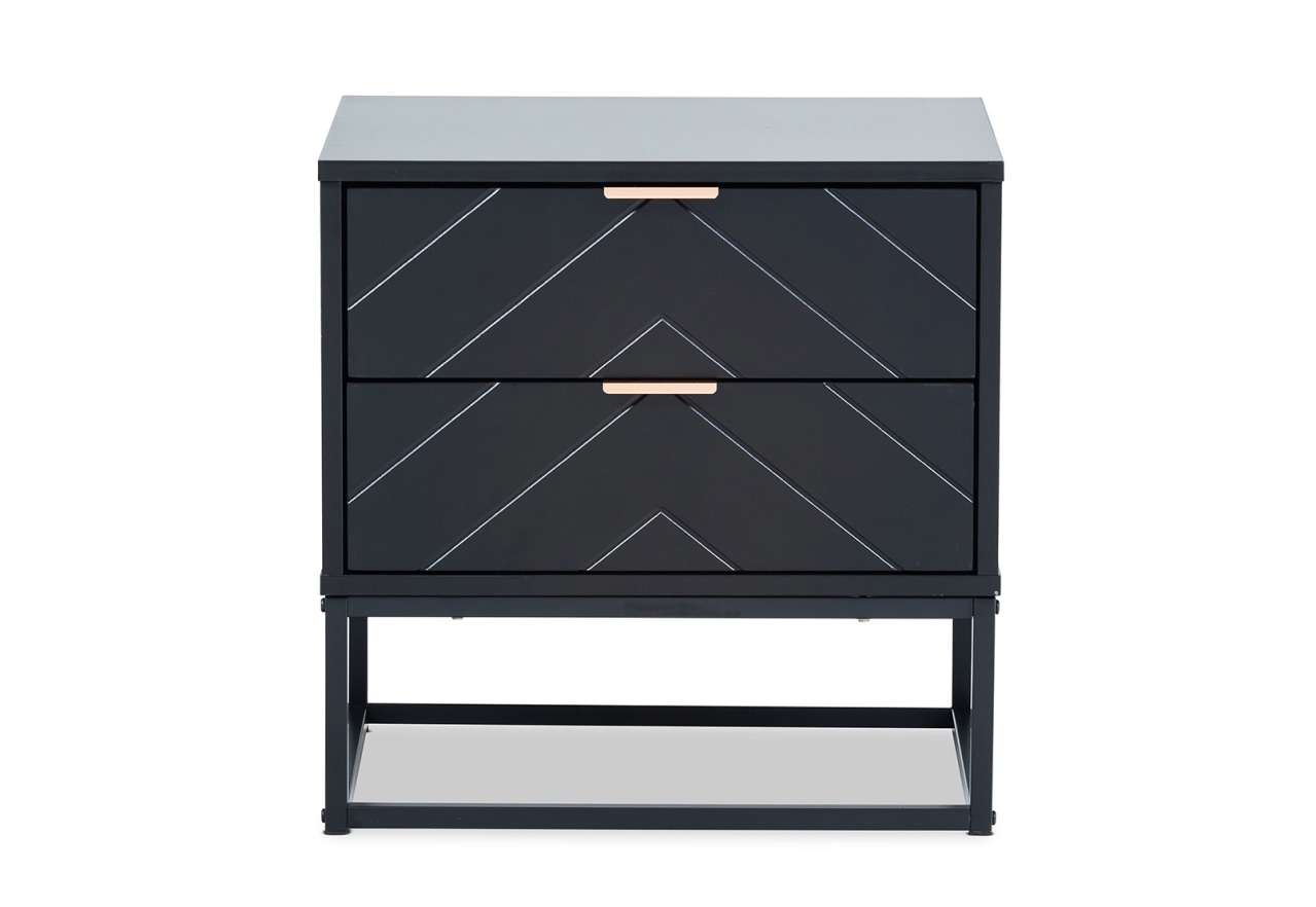 HARDING Black 2 Drawer Bedside – image 2 of 7
