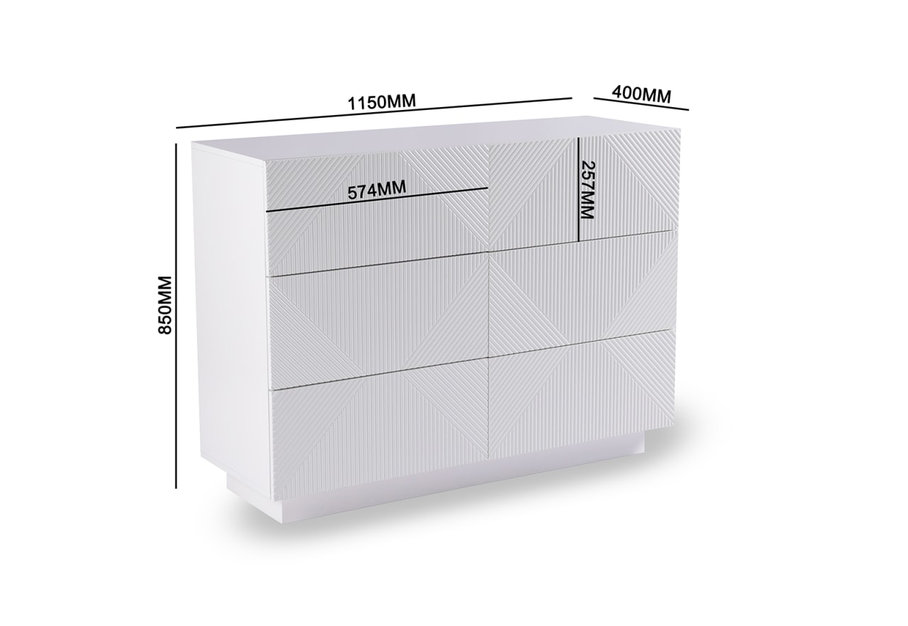 GATES White 6 Drawer Dresser – image 6 of 6