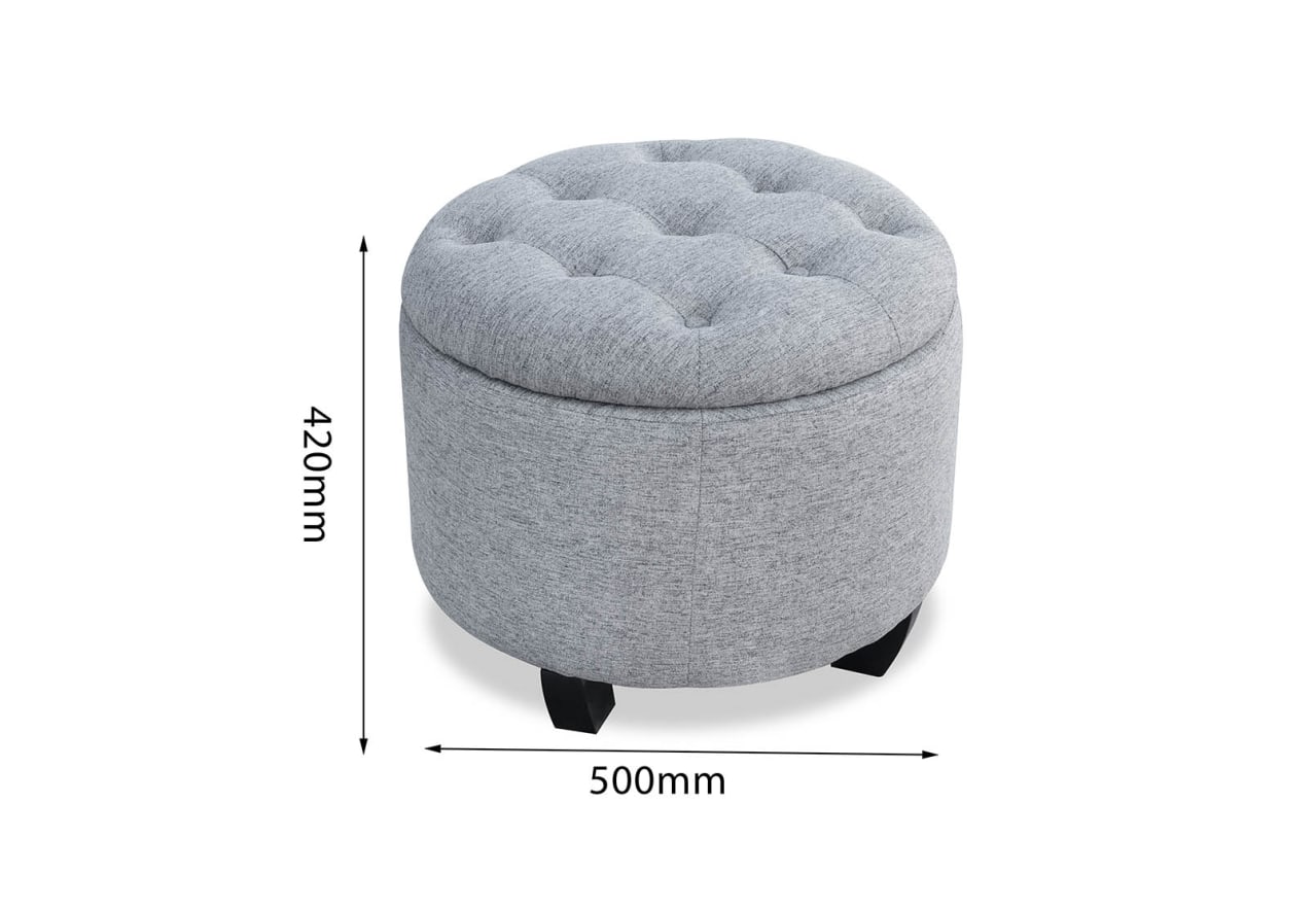 THORNBURY Light Grey 500 Round Ottoman – image 2 of 3