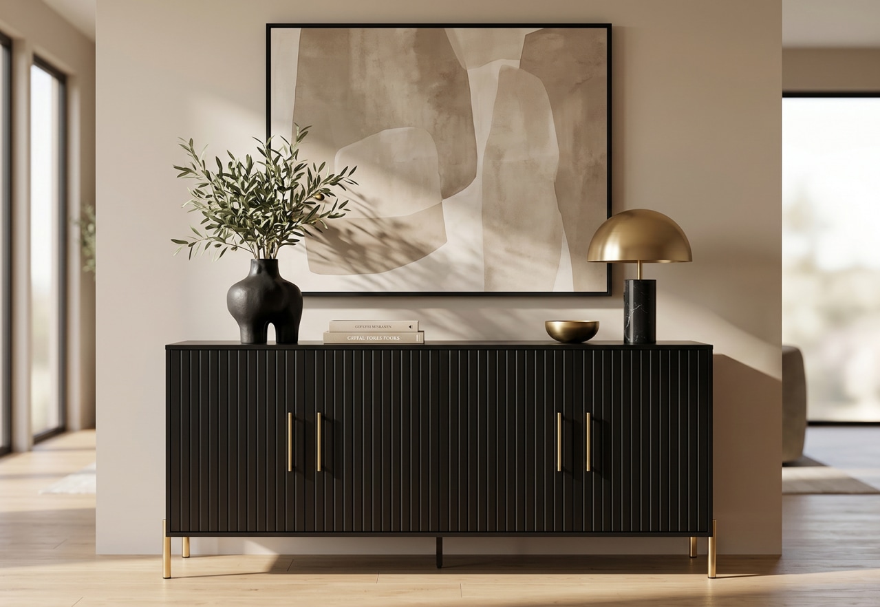 DELGADO Black 4 Door Buffet – image 1 of 8