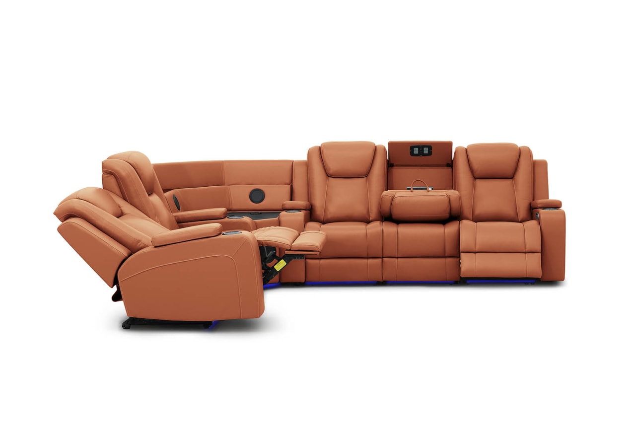 SENTINAL MK2 LEATHER 5 Piece Corner with RHF 3 Seater – image 4 of 9