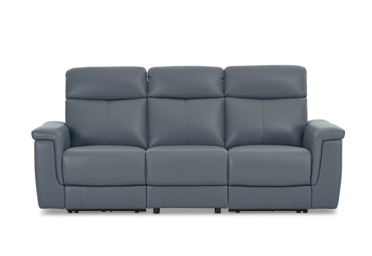 SERGIO LEATHER 3 Seater with 2 Inbuilt Electric Recliners – image 1 of 18