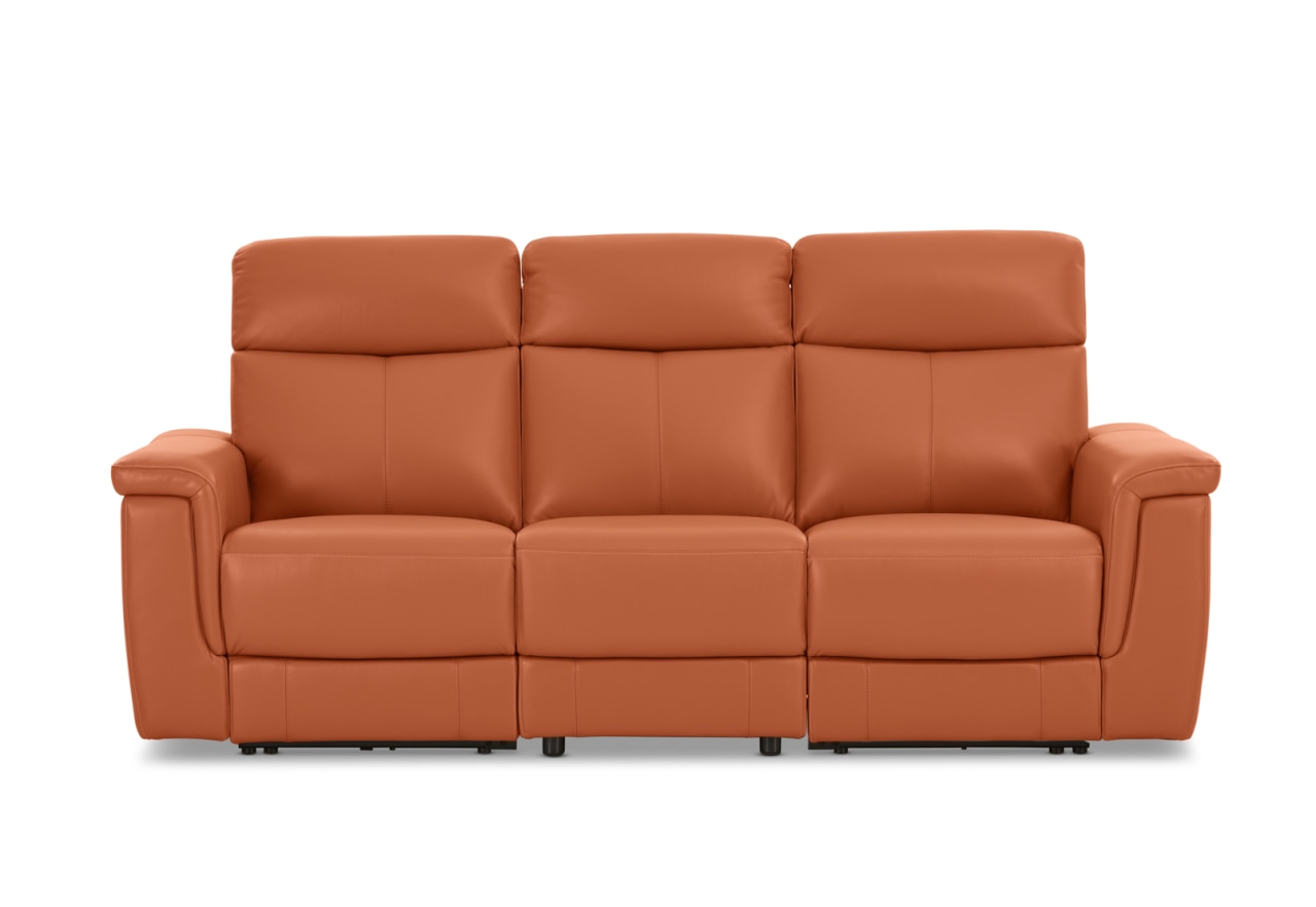 SERGIO LEATHER 3 Seater with 2 Inbuilt Electric Recliners – image 1 of 18