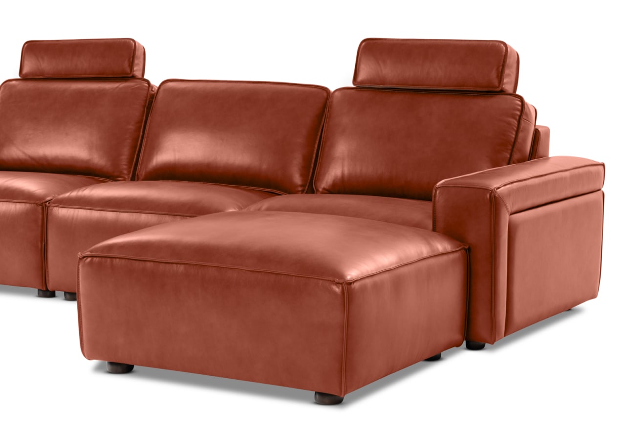 BARTELLE LEATHER 3.5 Seater Sofa with Ottoman. – image 5 of 10