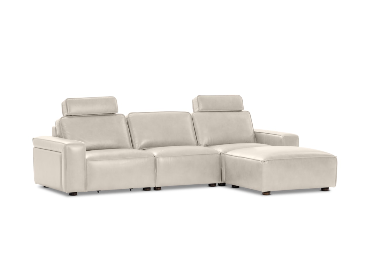 BARTELLE LEATHER 3.5 Seater Sofa with Ottoman. – image 3 of 11